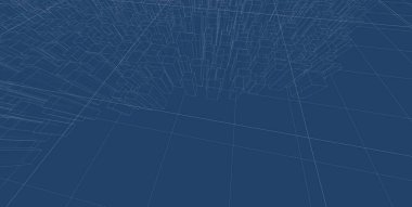 Ağ kavramı, internet iletişimi, Büyük Veri. Teknoloji geçmişi. 3d illüstrasyon