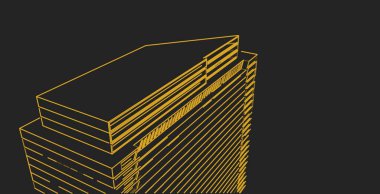 3d illüstrasyon mimarisi bina perspektif çizgileri.