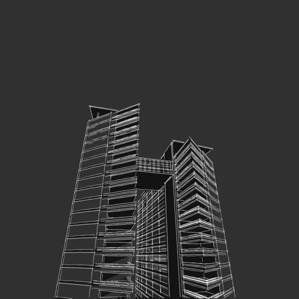 3D ілюстрація архітектура побудови перспективи ліній . — стокове фото