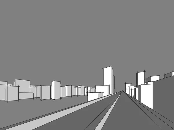 Panorama cityscape Sketch. Desenho de arquitetura - Ilustração 3D — Fotografia de Stock