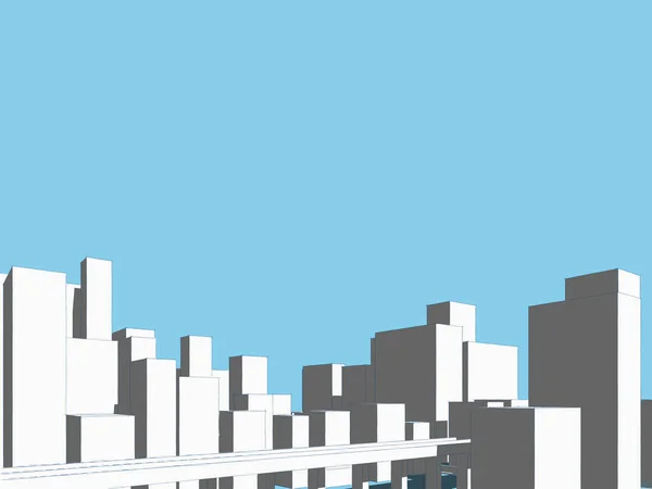 Panoráma városkép vázlat. Építészet vázlat-3D illusztráció — Stock Fotó