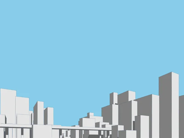 Панорама городского пейзажа. Архитектурный эскиз - 3D иллюстрация — стоковое фото