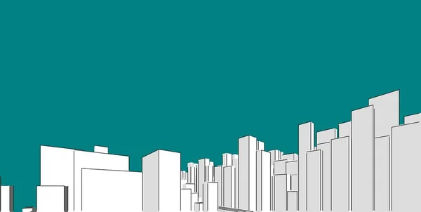 Panorama cityscape Sketch. Desenho de arquitetura - Ilustração 3D — Fotografia de Stock