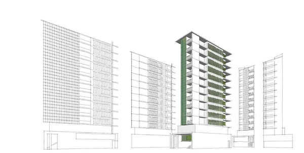 Architektur Gebäude 3D-Illustration, moderne städtische Architektur — Stockfoto