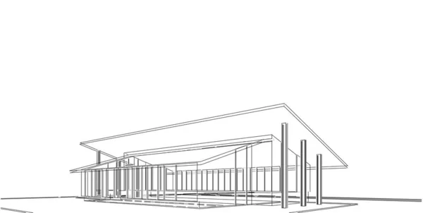 3d 插图建筑建筑透视线. — 图库照片