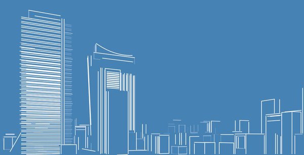 3D illustration architecture building perspective lines.