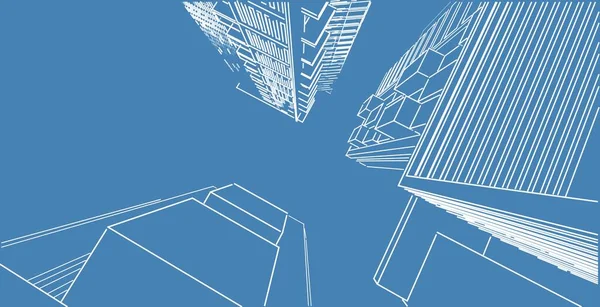 Illustrazione 3D architettura costruzione linee prospettiche . — Foto Stock