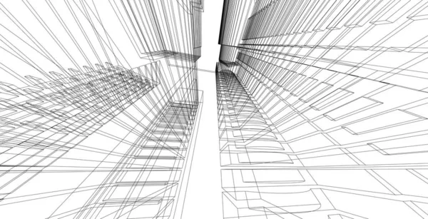 Architettura astratta wireframe disegno di sfondo . — Foto Stock