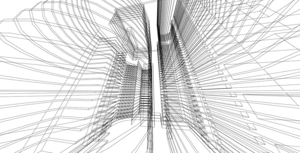 Architettura astratta wireframe disegno di sfondo . — Foto Stock