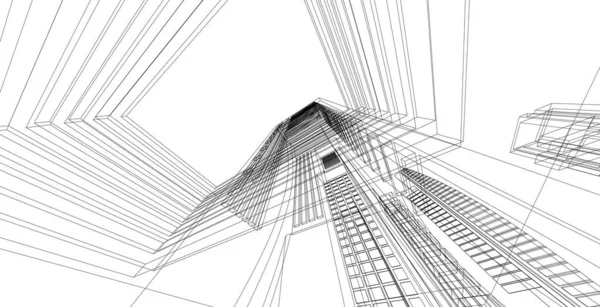 Abstrakte Architektur Wireframe Hintergrunddesign. — Stockfoto