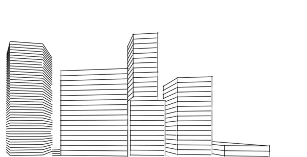 Illustration 3D architecture bâtiment perspective lignes . — Photo