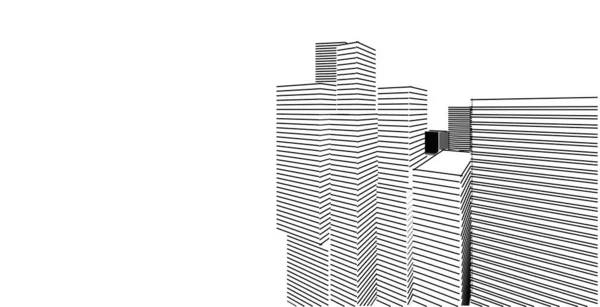 Ilustración 3D arquitectura construcción perspectiva líneas . —  Fotos de Stock