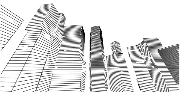 Illustrazione 3D architettura costruzione linee prospettiche . — Foto Stock