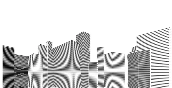 Illustration 3D architecture bâtiment perspective lignes . — Photo