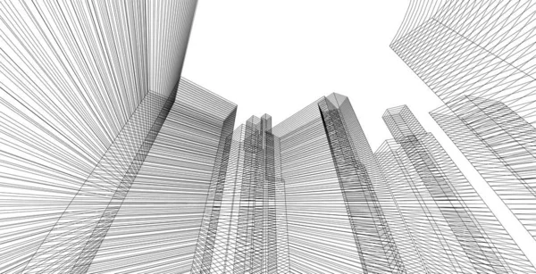 Diseño de fondo de estructura de alambre de arquitectura abstracta . — Foto de Stock
