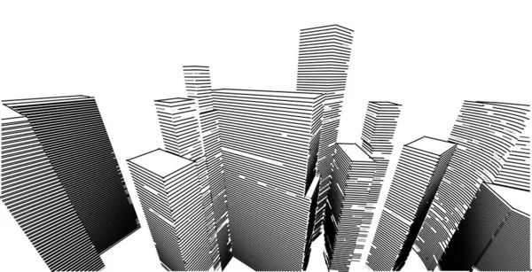 Illustration 3D architecture bâtiment perspective lignes . — Photo