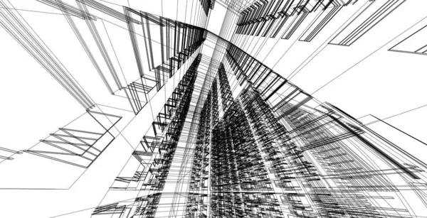 Abstract architectuur wireframe achtergrond ontwerp. — Stockfoto