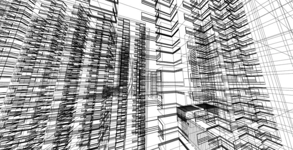 Architettura astratta wireframe disegno di sfondo . — Foto Stock