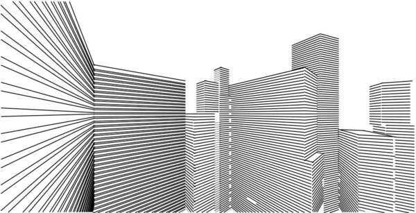 Illustration 3D architecture bâtiment perspective lignes . — Photo