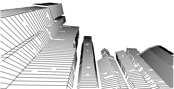 Illustration 3D architecture bâtiment perspective lignes . — Photo