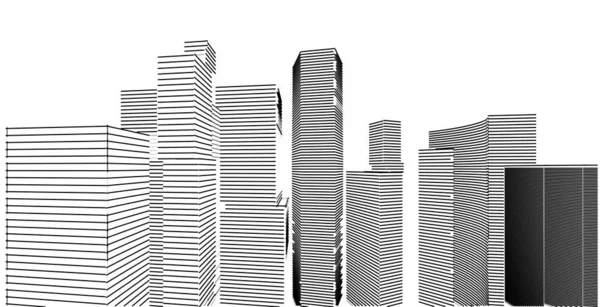 Illustration 3D architecture bâtiment perspective lignes . — Photo