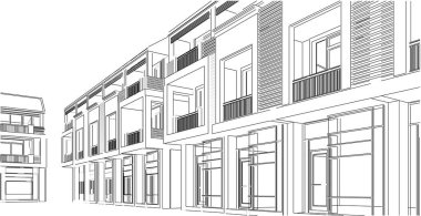 Modern mimari kablo çerçevesi, Soyut mimari arkaplan, 3D İllüstrasyon