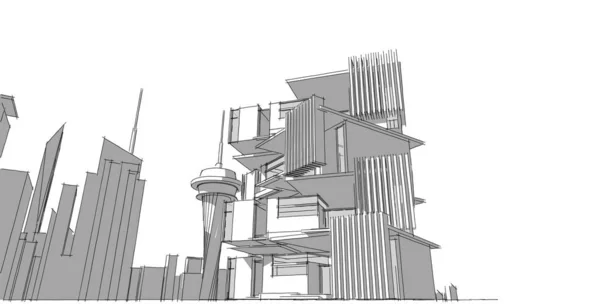 Moderne Architectuur Bedrading Abstracte Architectonische Achtergrond Illustratie — Stockfoto
