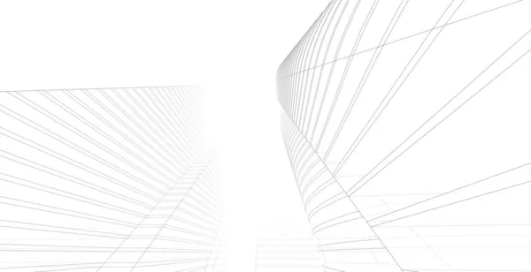 Современная Архитектура Wireframe Abstract Architectural Background Illustration — стоковое фото