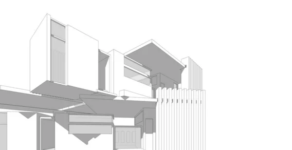 Nowoczesna Architektura Okablowania Abstrakcyjne Tło Architektoniczne Ilustracja — Zdjęcie stockowe