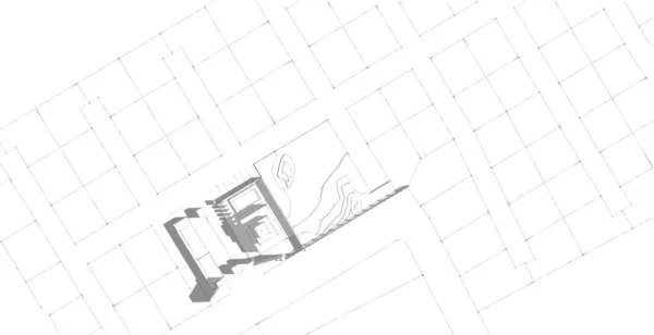 現代建築のワイヤーフレーム アブストラクト建築の背景 3Dイラスト — ストック写真