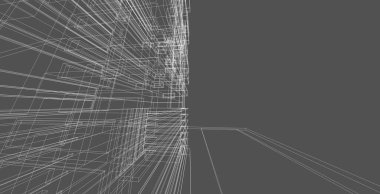 Mimarlık bina 3d illüstrasyon, modern kentsel mimari soyut arka plan tasarımı.