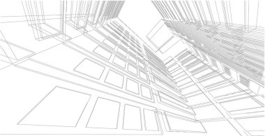 Architecture building 3d illustration, modern urban architecture abstract background design. clipart