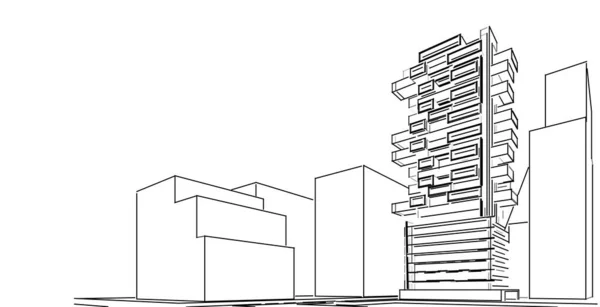 Architectuur Gebouw Illustratie Moderne Stedelijke Architectuur Abstracte Achtergrond Ontwerp — Stockfoto
