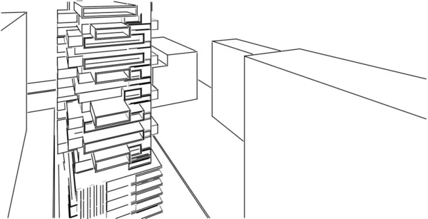 建筑建筑三维插图 现代城市建筑抽象背景设计 — 图库照片