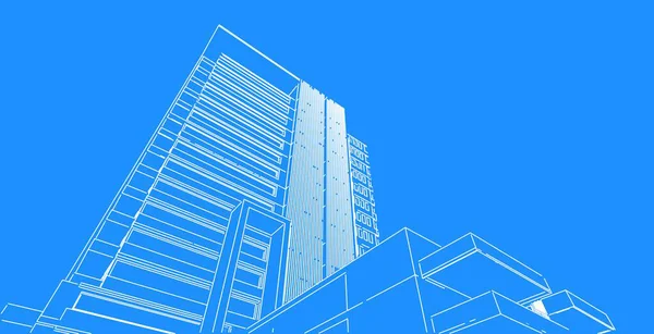 Архитектурное Здание Иллюстрация Современная Городская Архитектура Абстрактный Фон — стоковое фото