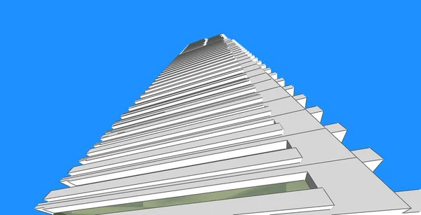 建築建築3Dイラスト 現代都市建築抽象的背景デザイン — ストック写真