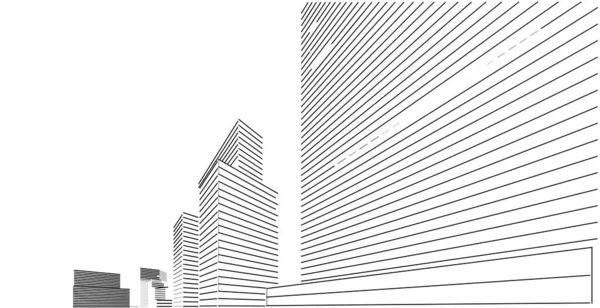 Edificio Arquitectura Ilustración Arquitectura Urbana Moderna Diseño Fondo Abstracto — Foto de Stock