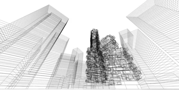 Arquitectura Moderna Paisaje Ciudad Edificios Gran Altura Líneas Que Muestran — Foto de Stock