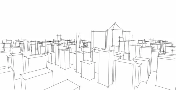 Cityscape Nowoczesna Architektura Krajobraz Miasta Wieżowce Linie Które Pokazują Nowoczesny — Zdjęcie stockowe