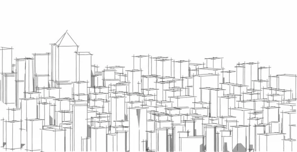 Cityscape Nowoczesna Architektura Krajobraz Miasta Wieżowce Linie Które Pokazują Nowoczesny — Zdjęcie stockowe