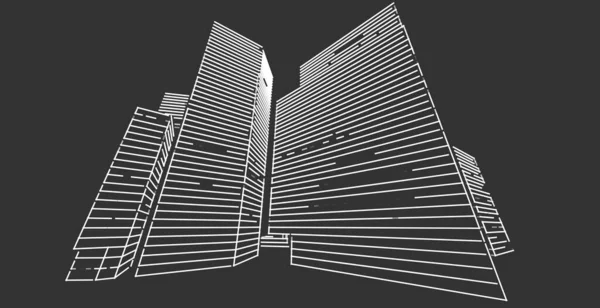 Modern Építészet Város Díszlete Toronyházak Vonalak Amelyek Modern Vázlatos Stílust — Stock Fotó