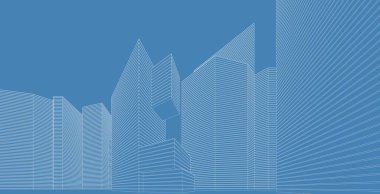 mimari arkaplan 3d illüstrasyon, çizim çizgisi geometrik, mimari arkaplan