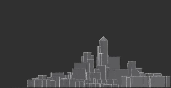 Moderne Architektur Wireframe Konzept Des Urbanen Drahtnetzes Drahtrahmenbau Illustration Der — Stockfoto