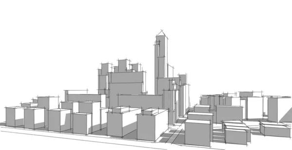 Nowoczesna Architektura Szkieletowy Koncepcja Szkieletu Miejskiego Szkielet Budynku Ilustracji Architektury — Zdjęcie stockowe