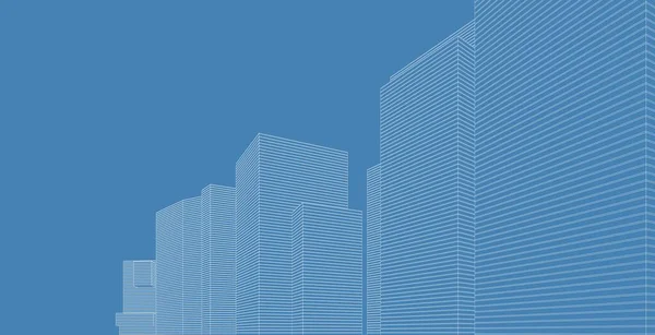 mimari arkaplan 3d illüstrasyon, çizim çizgisi geometrik, mimari arkaplan