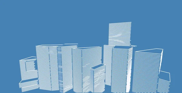 建築の背景3Dイラスト線の幾何学的背景 — ストック写真