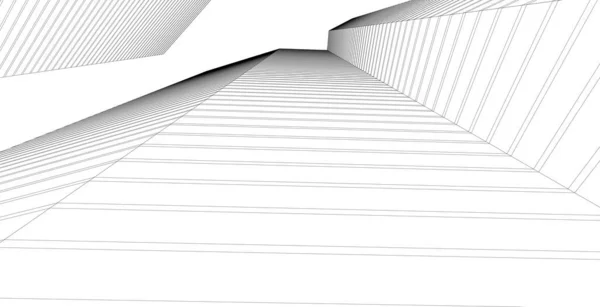 Arkitektur Baggrund Illustration Skitse Linje Geometrisk Arkitektonisk Baggrund - Stock-foto