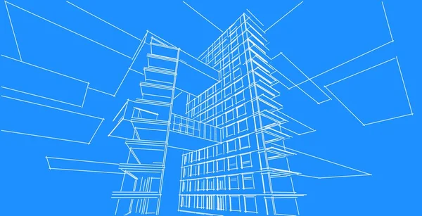 Architettura Sfondo Illustrazione Linea Schizzo Geometrico Sfondo Architettonico — Foto Stock