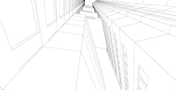 建築の背景3Dイラスト線の幾何学的背景 — ストック写真