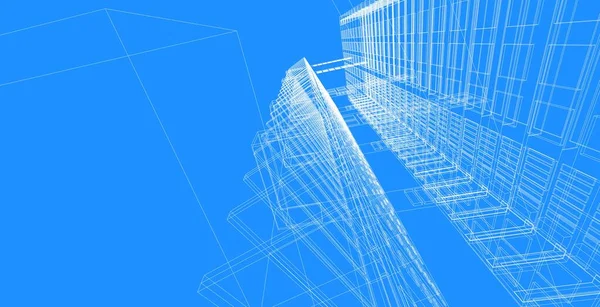 Architettura Sfondo Illustrazione Linea Schizzo Geometrico Sfondo Architettonico — Foto Stock